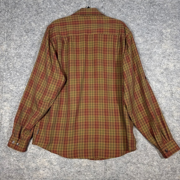 Royal Robbins Plaid Button Down Shirt Brown Red Yellow Size L Outdoor Casual - Picture 12 of 16